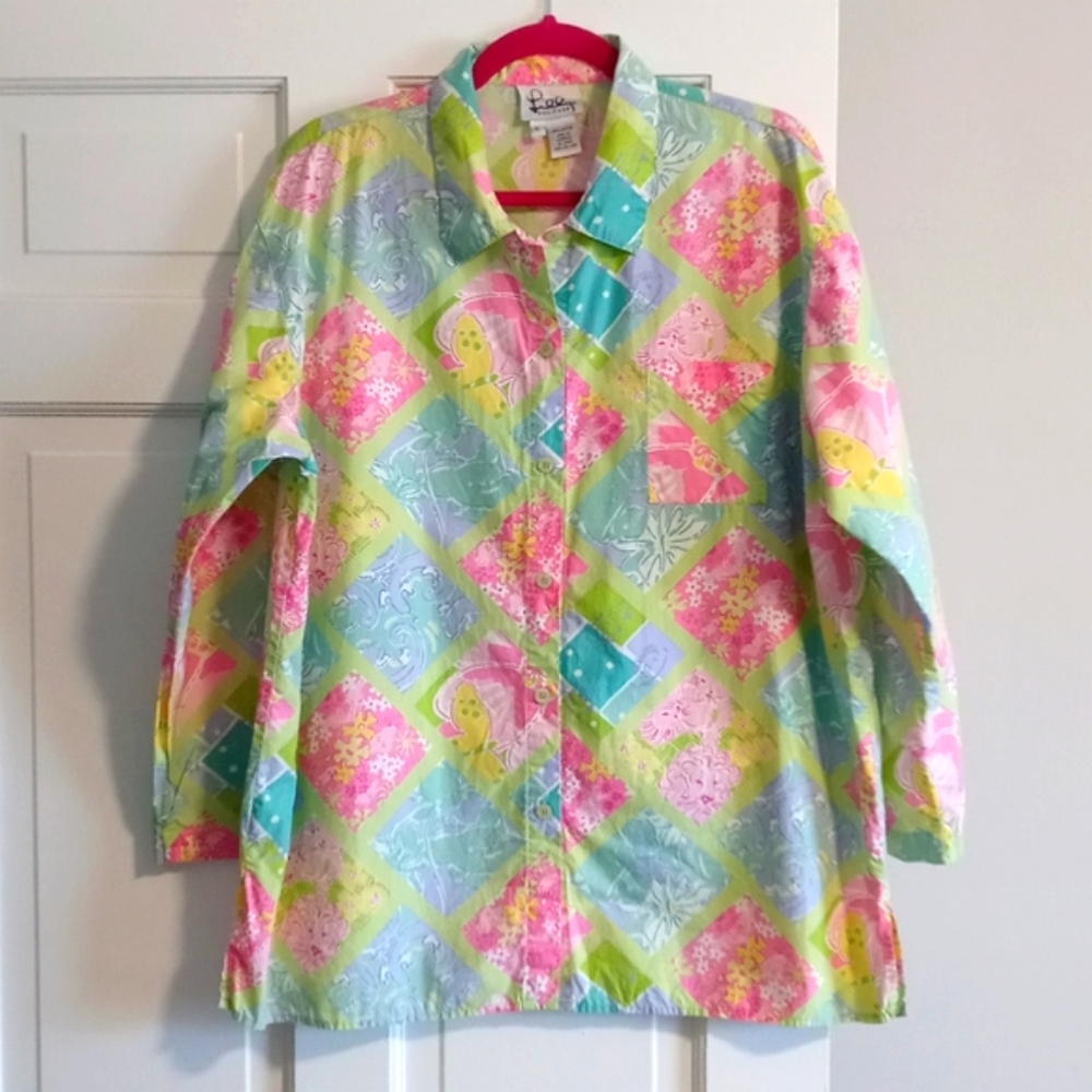 🌴VTG Lilly Pulitzer🌴 - "Surf N Patch" Button Down - Picture 2 of 16